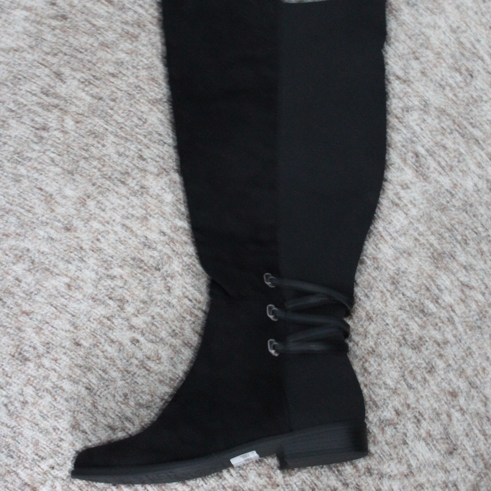 NIB Lane Bryant Black Suede Wide Calf Boot SZ 11